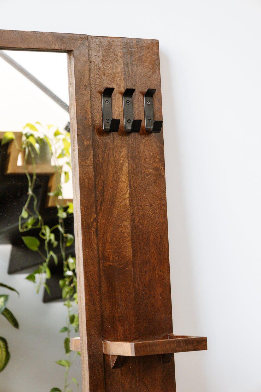 Industriële spiegel | Mangohout donker | 108x60cm - Industrieelinhuis.nl