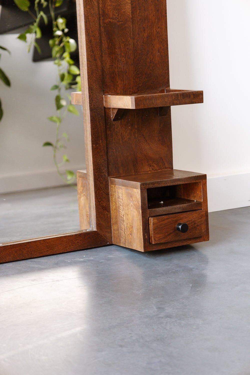 Industriële spiegel | Mangohout donker | 108x60cm - Industrieelinhuis.nl