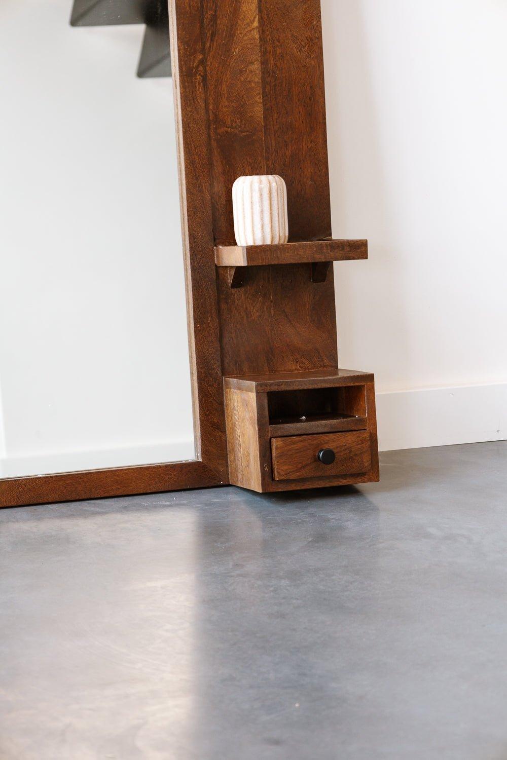 Industriële spiegel | Mangohout donker | 108x60cm - Industrieelinhuis.nl