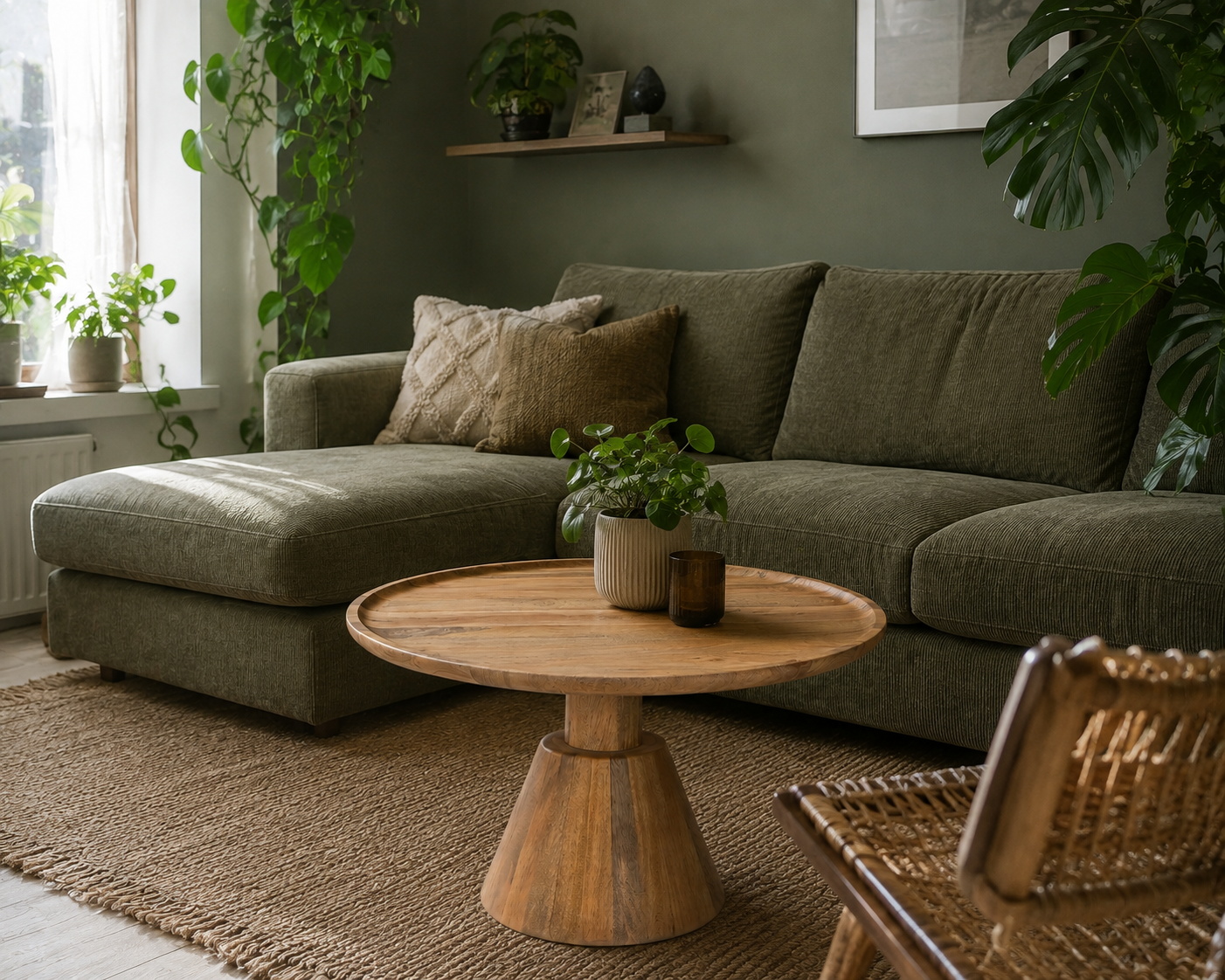 Ronde Salontafel Mangohout | Jade Kegelvoet | 75 cm
