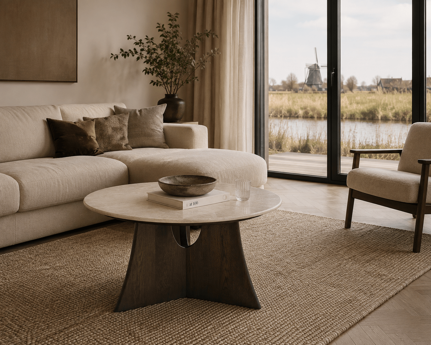 Ronde Salontafel Marmer | Milo Botticino | 80 cm