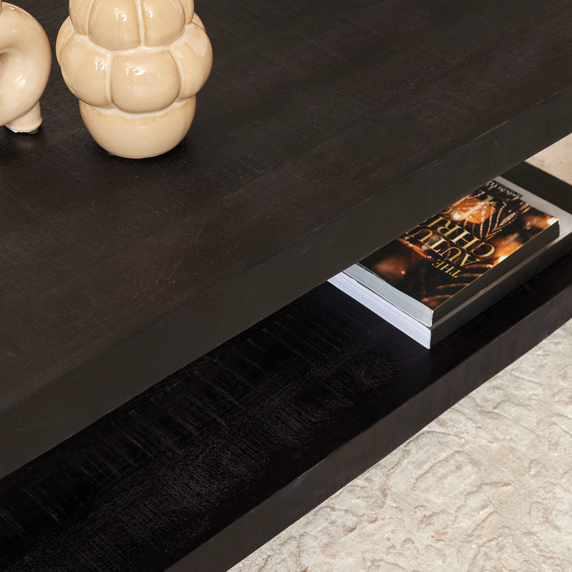 Salontafel Boaz Black met onderblad | 110 cm - Industrieelinhuis.nl