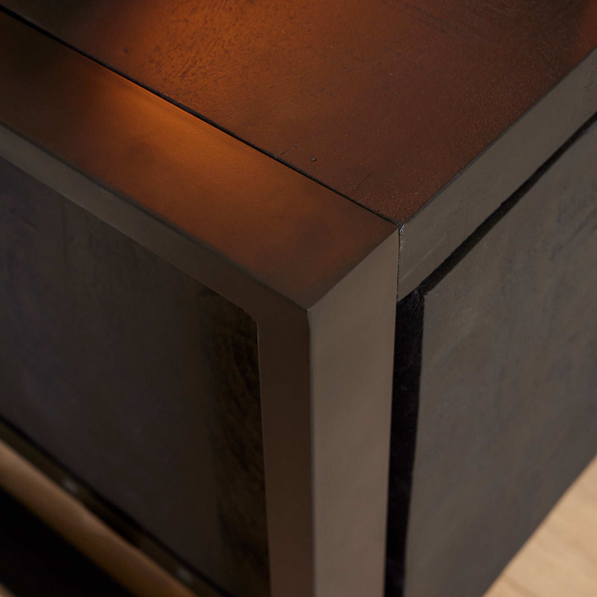 Tv meubel Boaz Black met deuren en een lade | 150 cm - Industrieelinhuis.nl