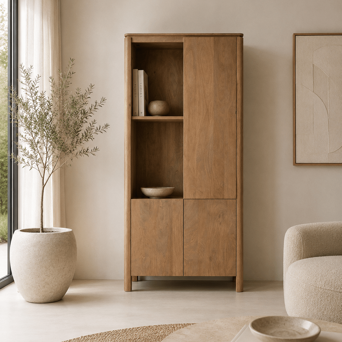 Vakkenkast Links Dallas Naturel Mangohout 90 cm
