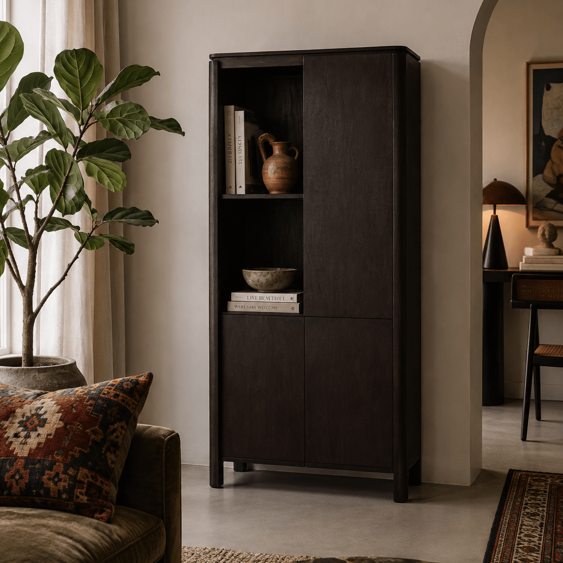 Vakkenkast Links Dallas Bruin Mangohout 90 cm