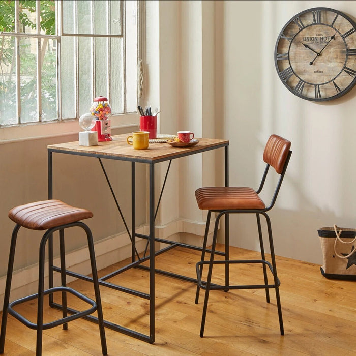 Bartafel Remco Industrieel Design | Staal en Acaciahout | 80x80x98cm - Industrieelinhuis.nl