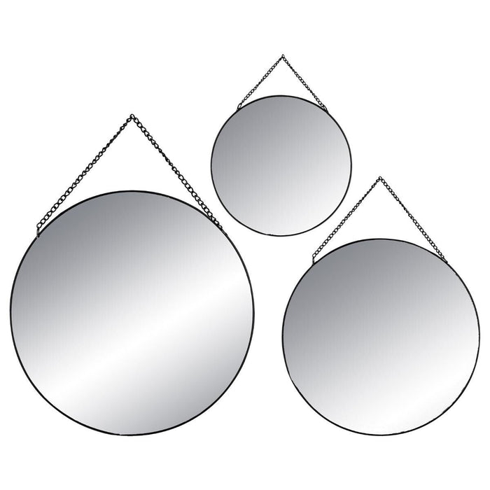 Set van 3 spiegels zwart rond - Industrieelinhuis.nl