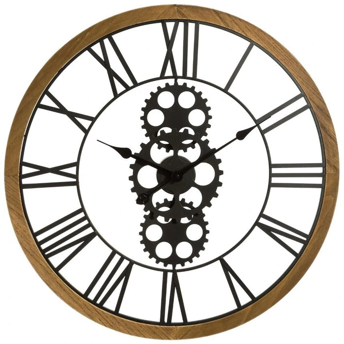 Klok Wandklok industrieel | Zwart Staal Hout | ø 70cm - Industrieelinhuis.nl