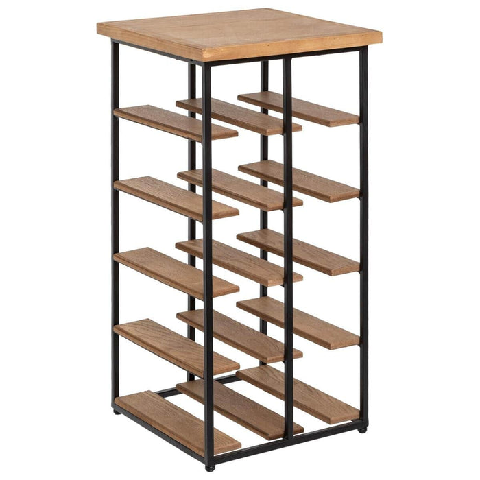 Flessenrek Jochem | Hout en Staal | 30x30x59cm - Industrieelinhuis.nl