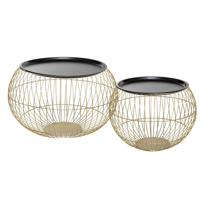Salontafel set rond Industrieel Design | Staal Goud met zwart | 66.5x41.5cm - Industrieelinhuis.nl