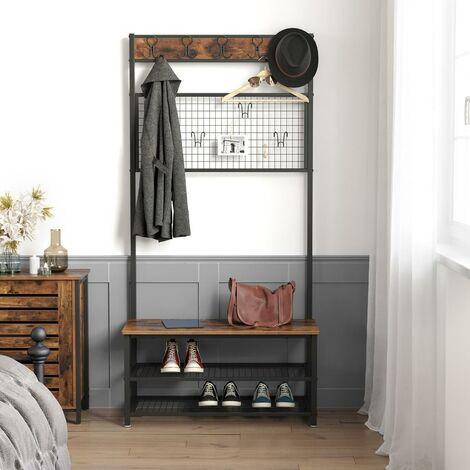 Garderoberek XL Industrieel Design | Houtlook en Staal | 92x41,5x187cm - Industrieelinhuis.nl
