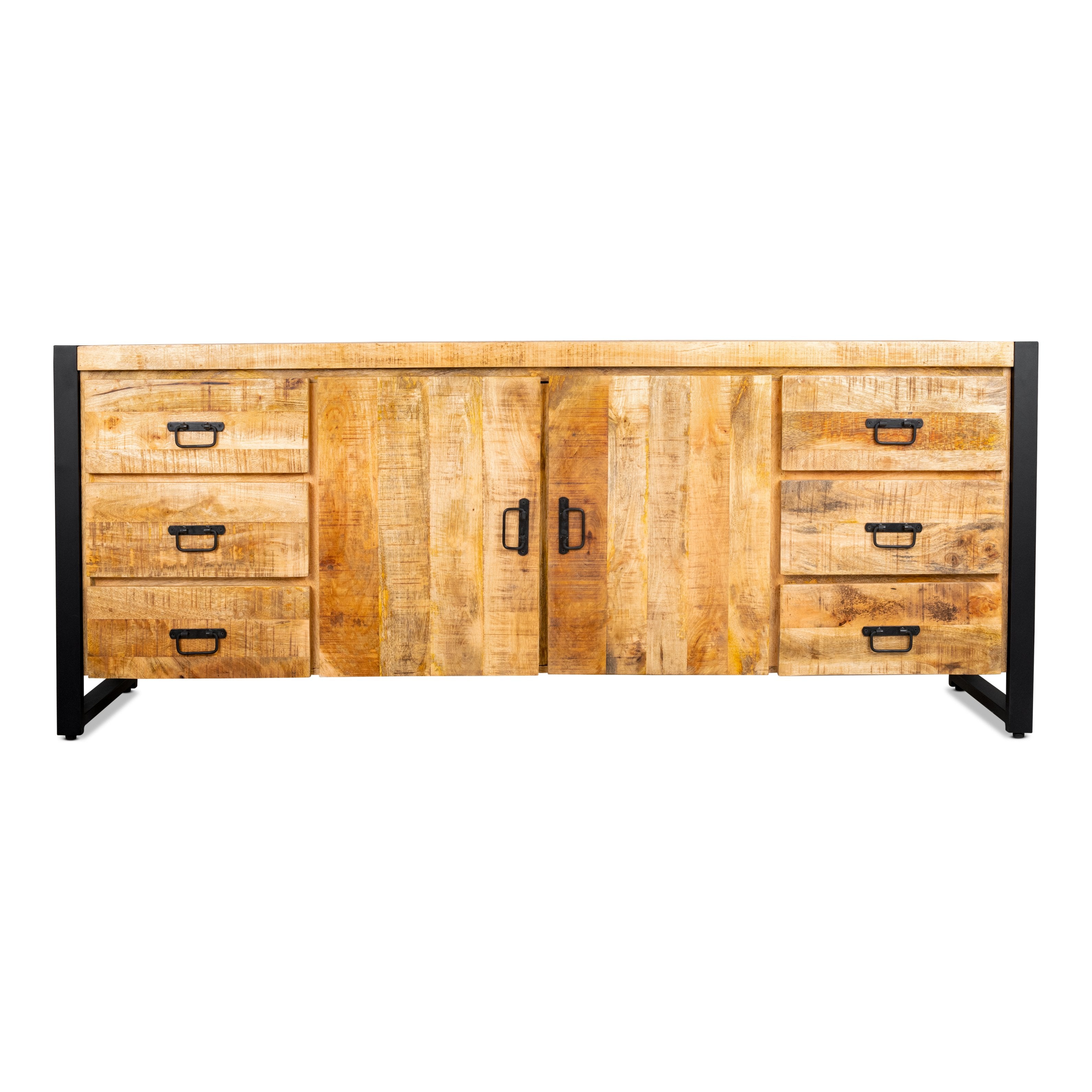 Britt 2-deurs 6-laden Dressoir Mangohout en Staal - Industrieelinhuis.nl