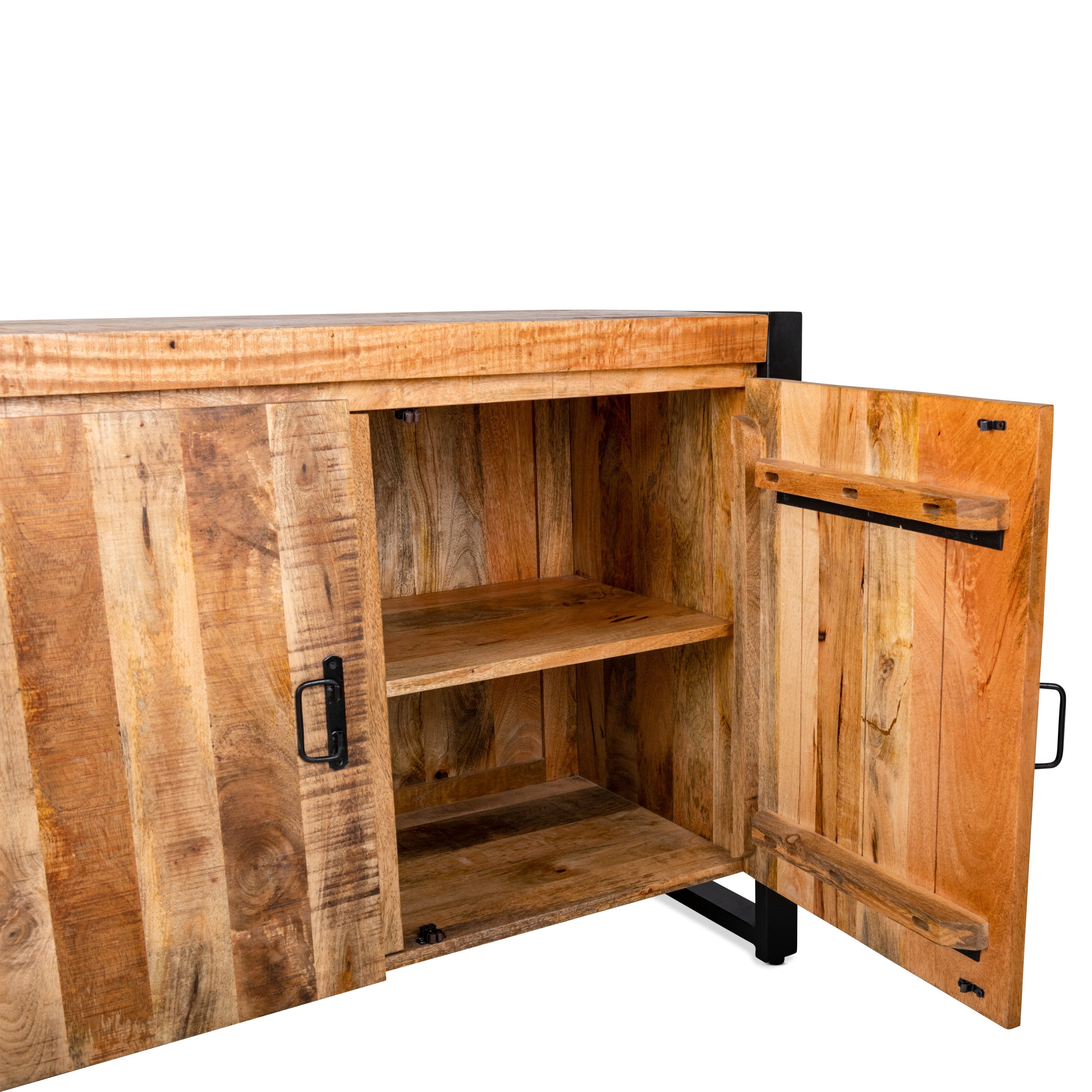 Britt 2-deurs 6-laden Dressoir Mangohout en Staal - Industrieelinhuis.nl