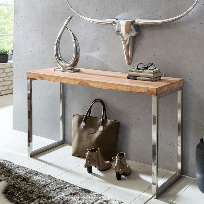 massief houten console tafel GUNA 120x45cm kaptafel computer tafel - Industrieelinhuis.nl