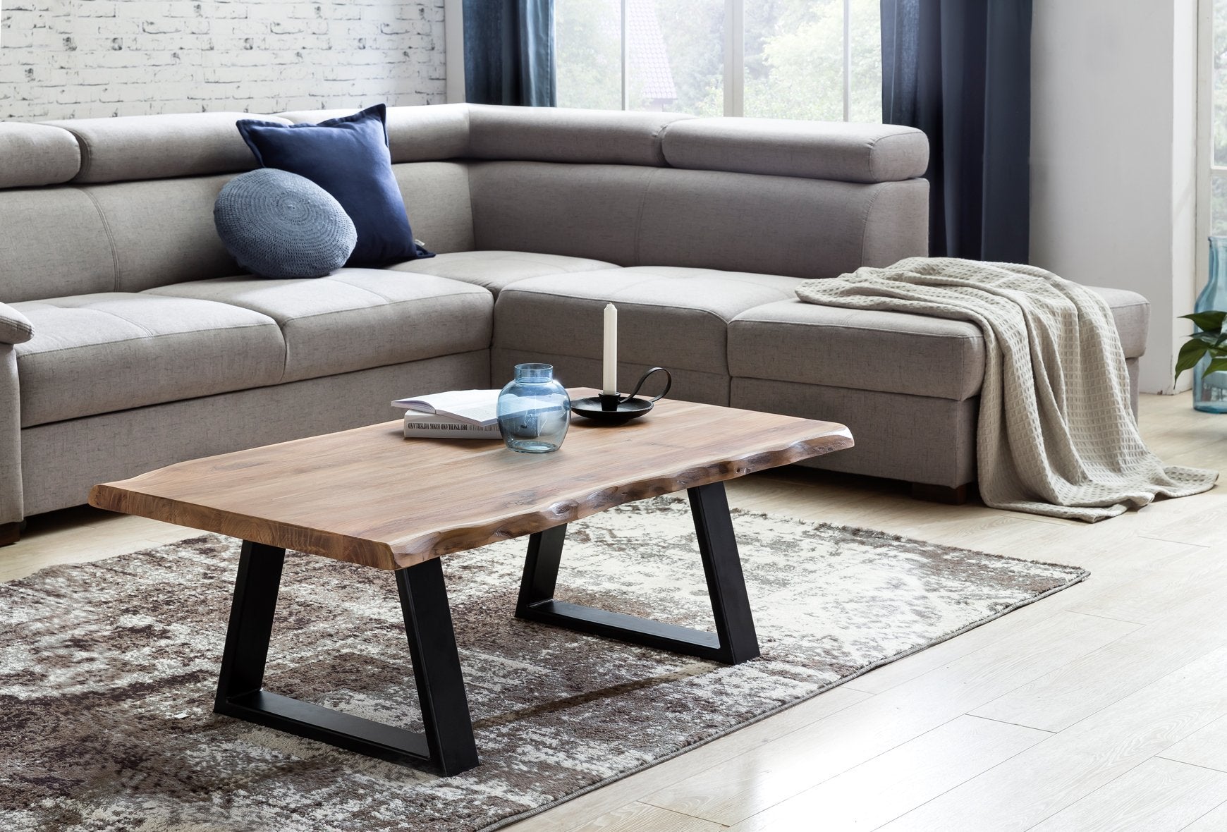 Salontafel massief houten acacia 115 x 60 cm boomstam woonkamer