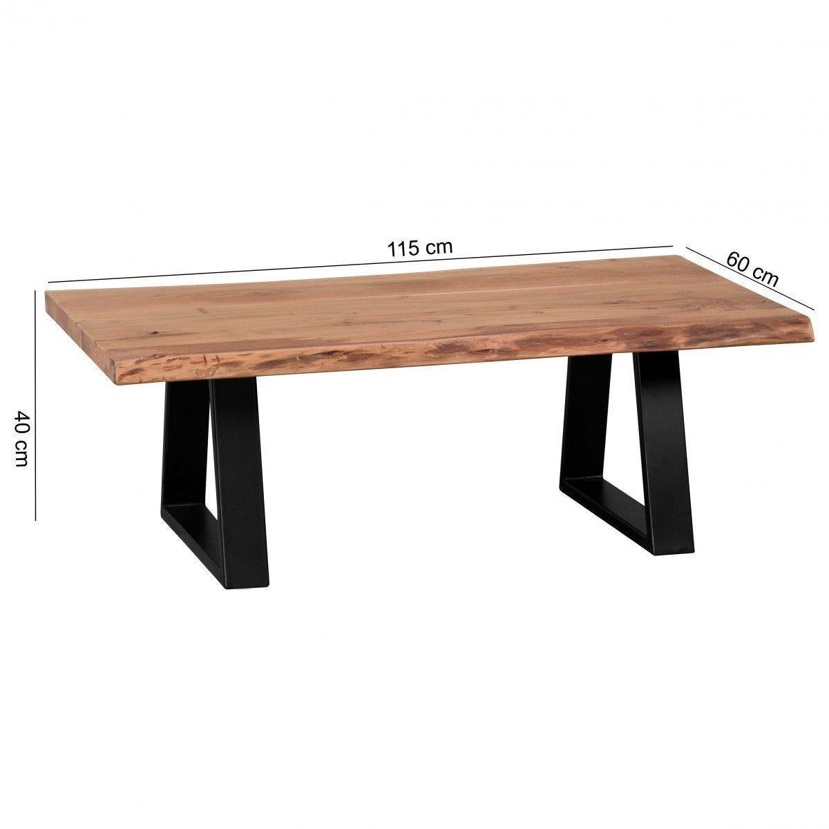Salontafel massief houten acacia 115 x 60 cm boomstam woonkamer