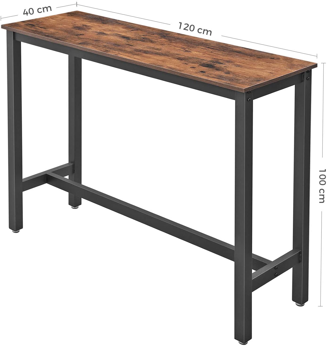 Bartafel smal Industrieel Design | Houtlook en Staal | 120x40x100cm - Industrieelinhuis.nl