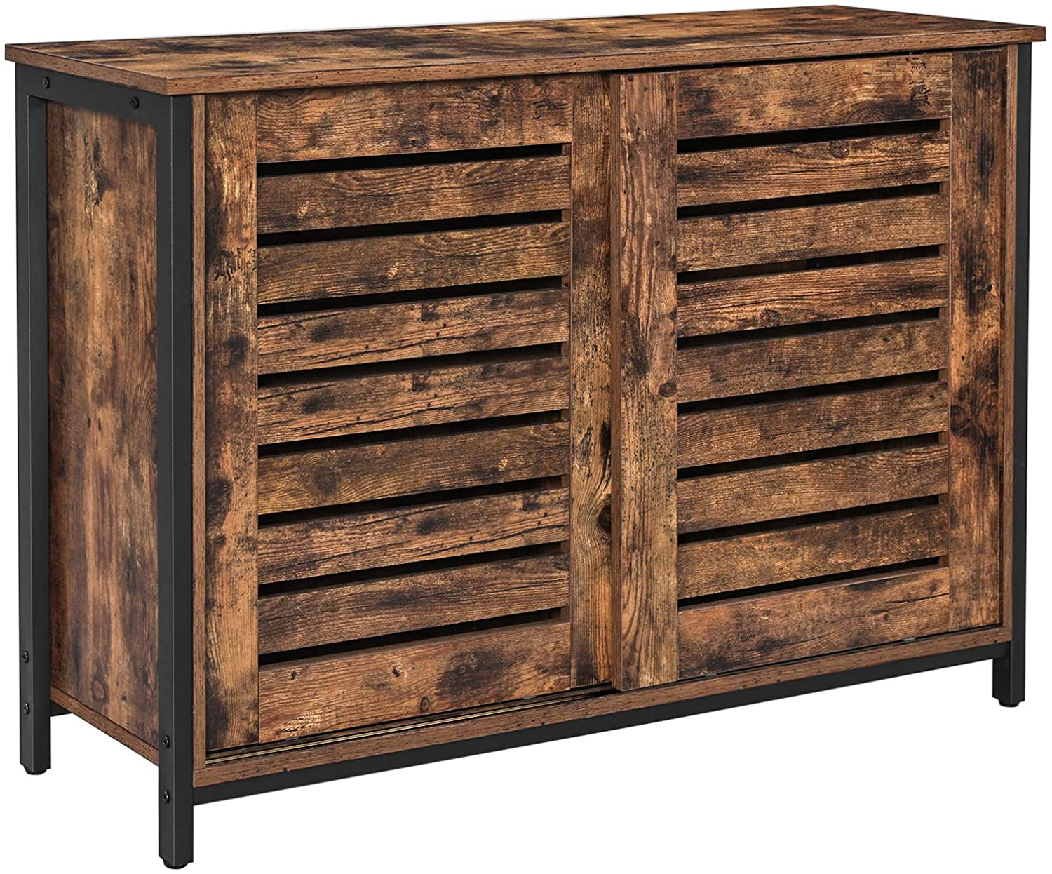 Laag kastje met deurtjes industrieel | Houtlook en Staal | 100x35x70cm