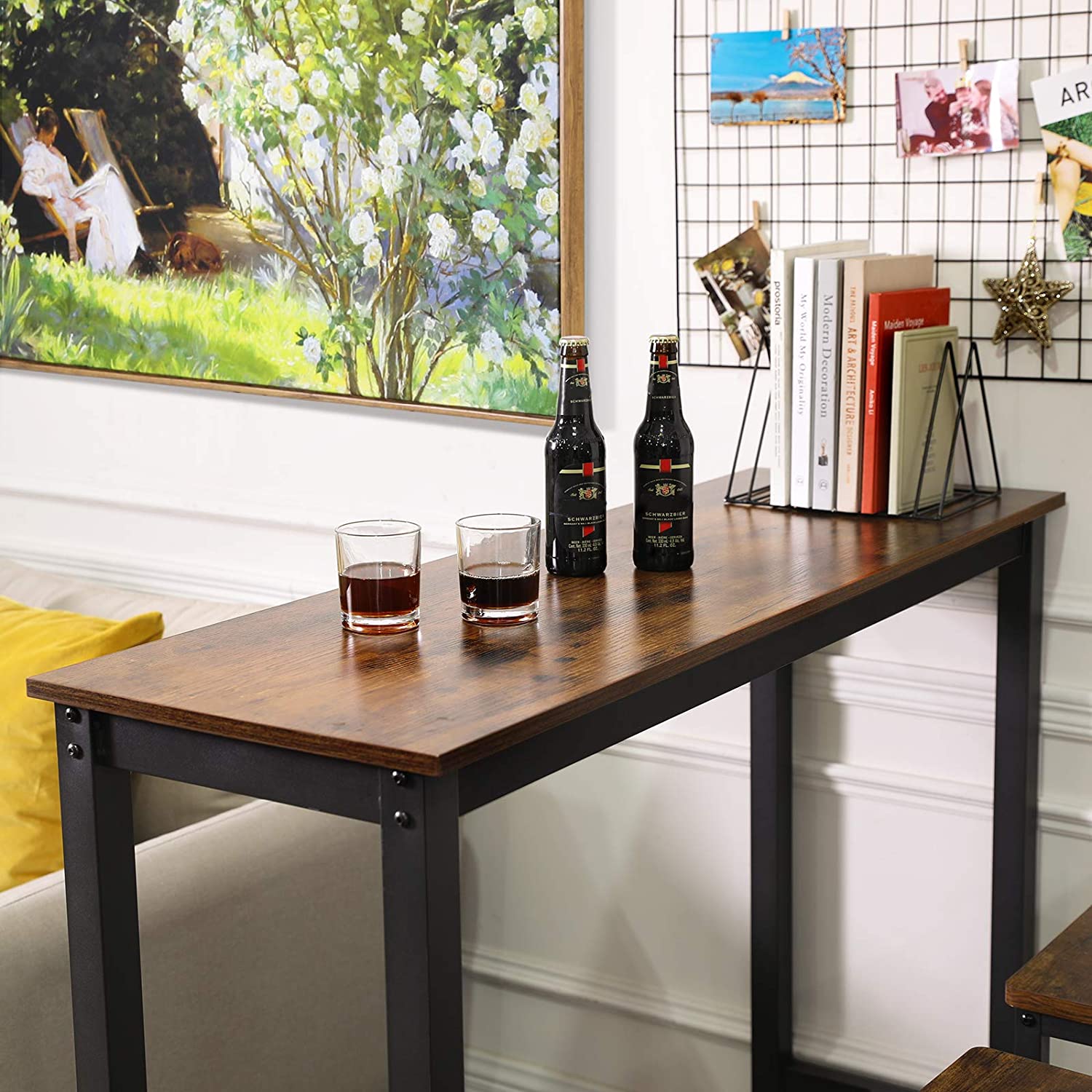 Bartafel smal Industrieel Design | Houtlook en Staal | 120x40x100cm - Industrieelinhuis.nl
