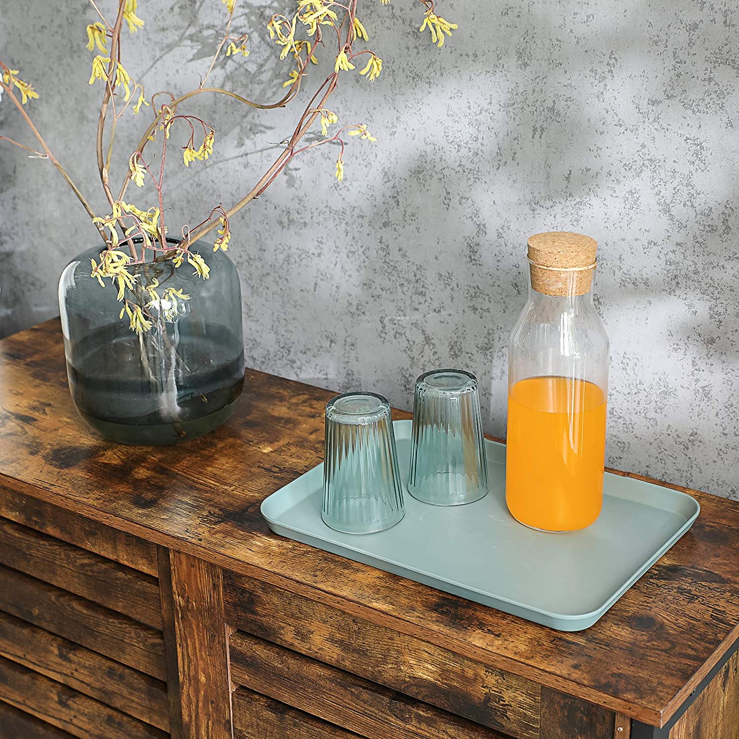 Laag kastje met deurtjes industrieel | Houtlook en Staal | 100x35x70cm