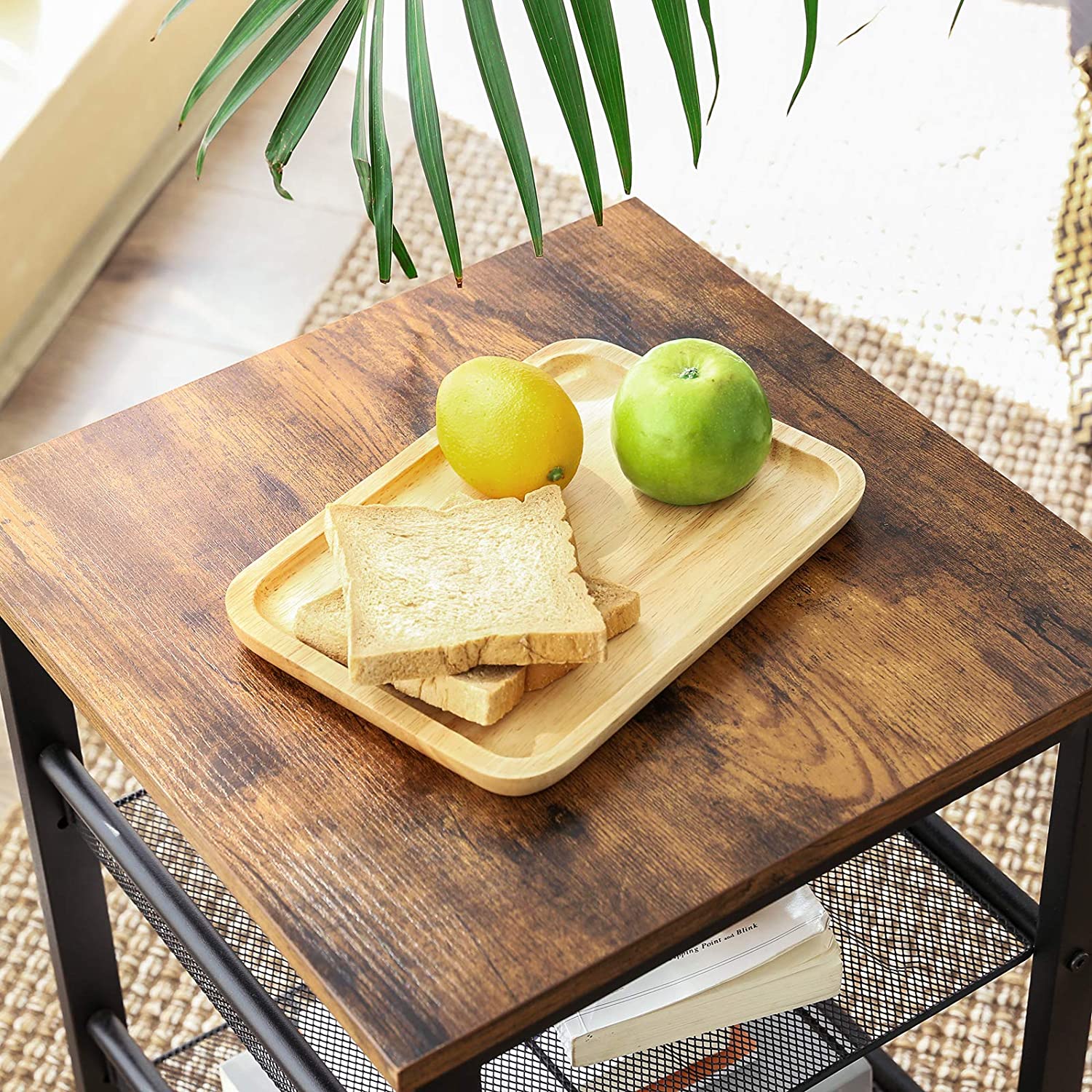 Bijzettafel / Nachtkastje Industrieel Design | Houtlook en Staal | 40x40x55cm - Industrieelinhuis.nl