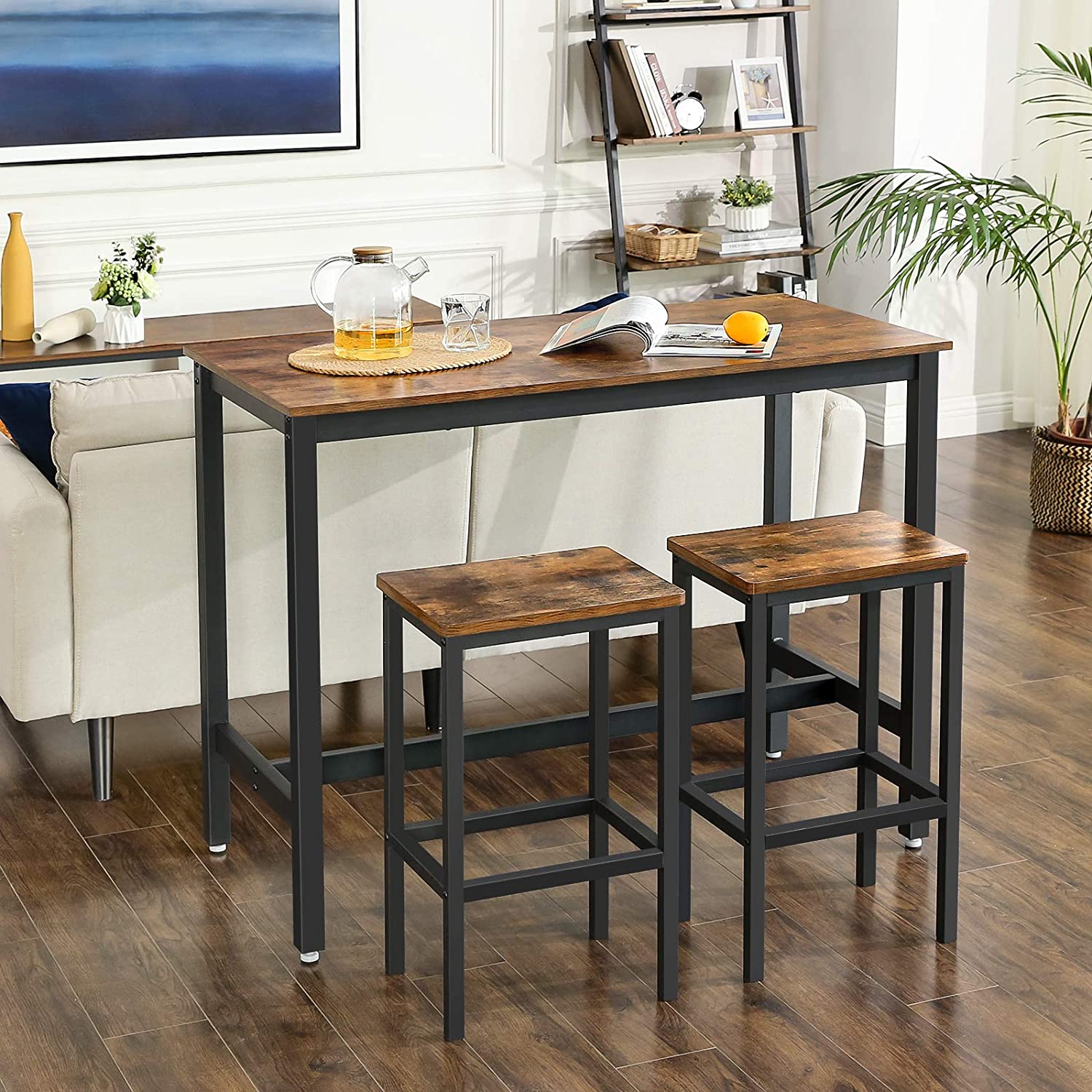 Bartafel set inclusief 2 krukken Industrieel Design | Houtlook en Staal - Industrieelinhuis.nl