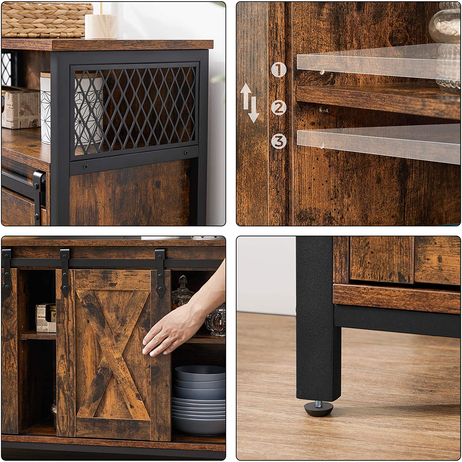 Klein dressoir met kastruimte | Houtlook en Staal | 100x33x80cm