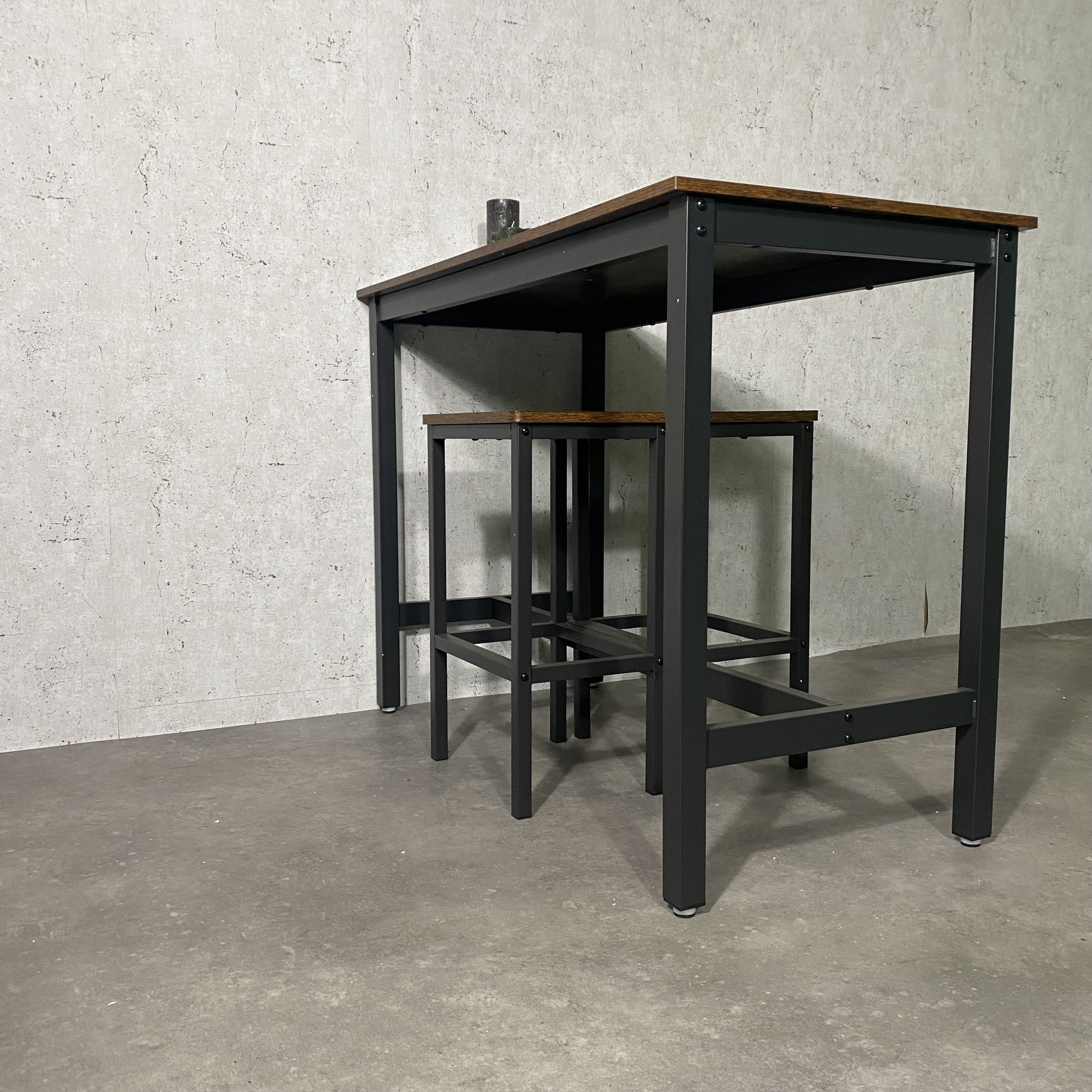 Bartafel met krukken (2) industrieel | Bartafel set