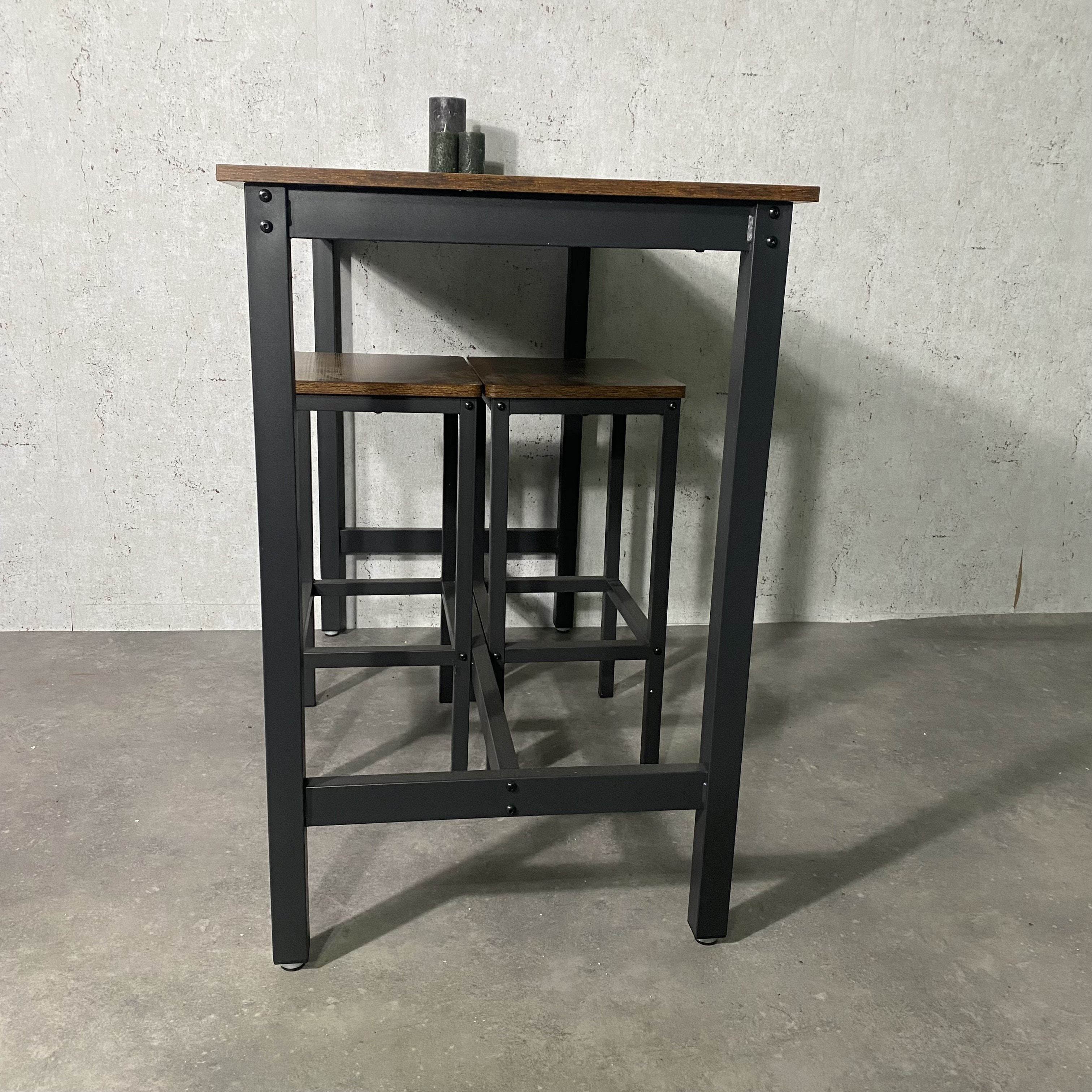 Bartafel met krukken (2) industrieel | Bartafel set