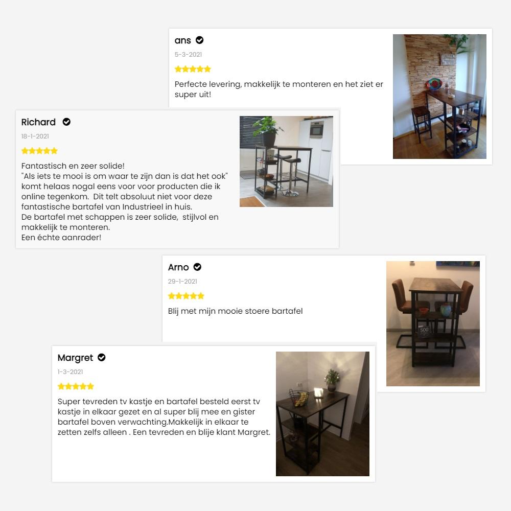 Bartafel met opbergruimte industrieel | Houtlook en Staal | 109x60x100cm