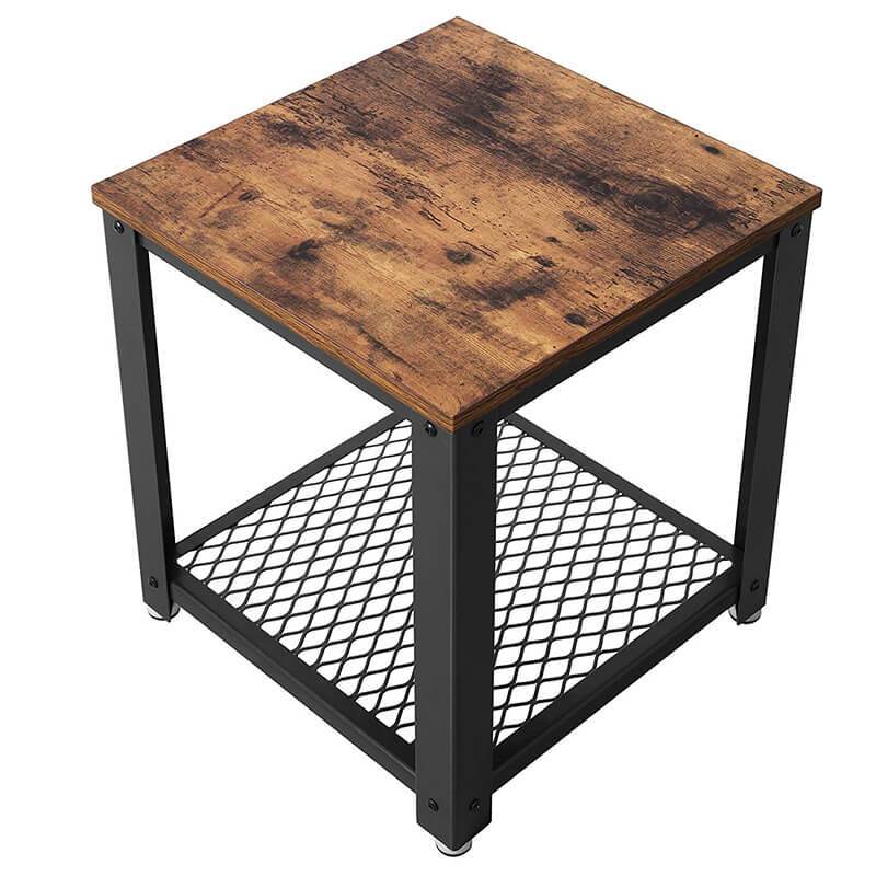 Bijzettafel Industrieel vierkant | Houtlook en Staal | 40.2x40.2x45cm