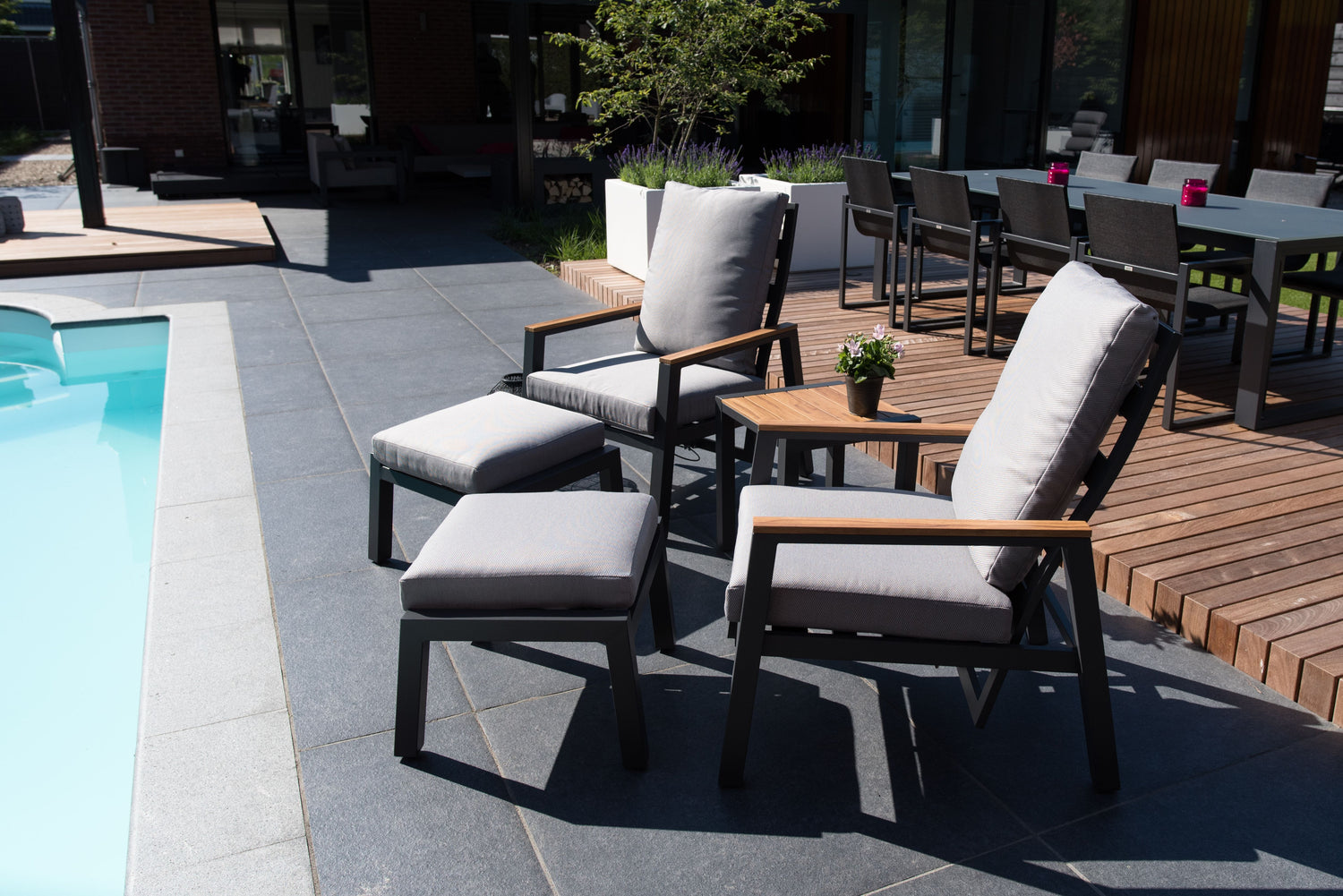 Duoset  tuinstoelen met hocker Koda - Industrieelinhuis.nl