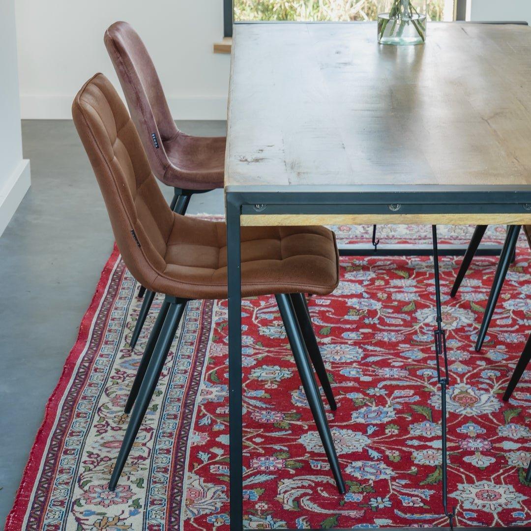 Eettafel industrieel 160 cm | Mangohout en Staal | 160x90x76cm