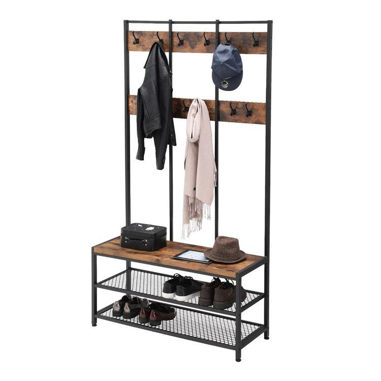 Garderoberek XL Industrieel Design | Houtlook en Staal | 100x40x186cm