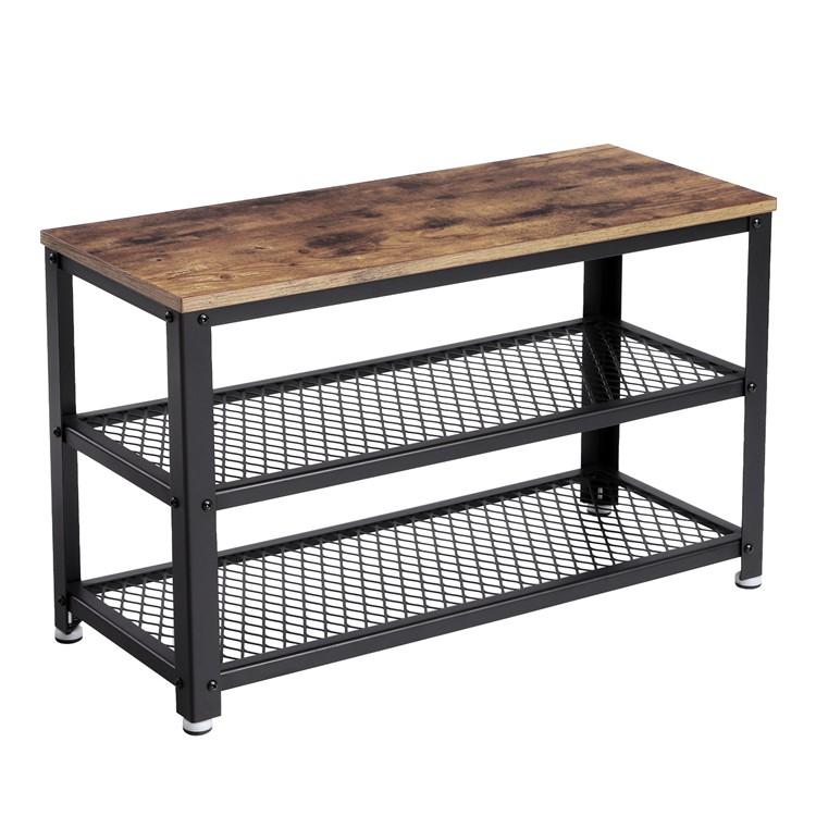 Industrieel schoenenrek | Houtlook en Staal | 73x30x45cm