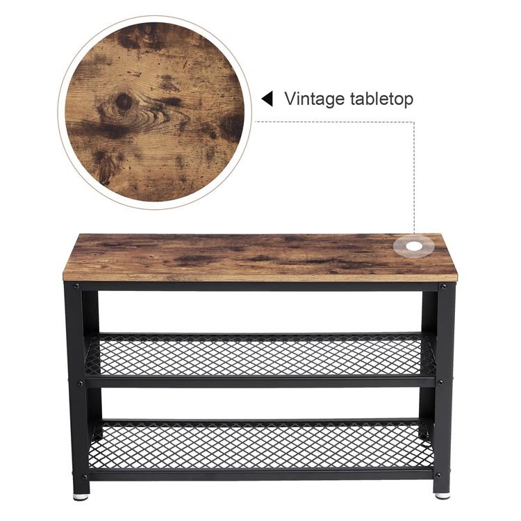 Industrieel schoenenrek | Houtlook en Staal | 73x30x45cm