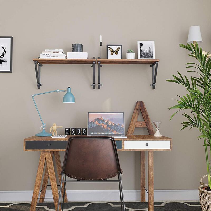Industriële wandplanken | Houtlook en Staal | 60x20x33cm
