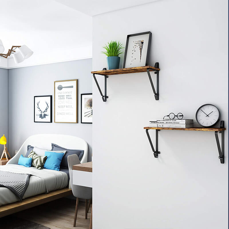 Industriële wandplanken | Houtlook en Staal | 60x20x33cm