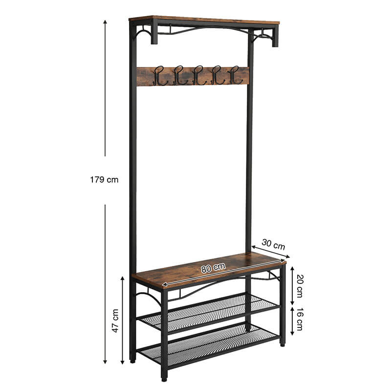 Kapstok met schoenenrek | 80x30x179cm