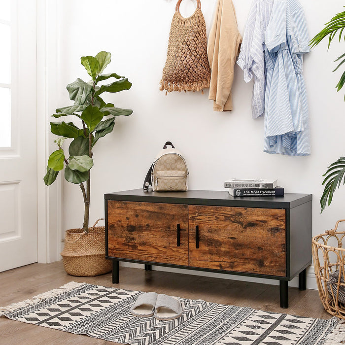 Schoenenkast / opbergkast Industrieel Design | Houtlook en Staal | 100x35x38cm - Industrieelinhuis.nl