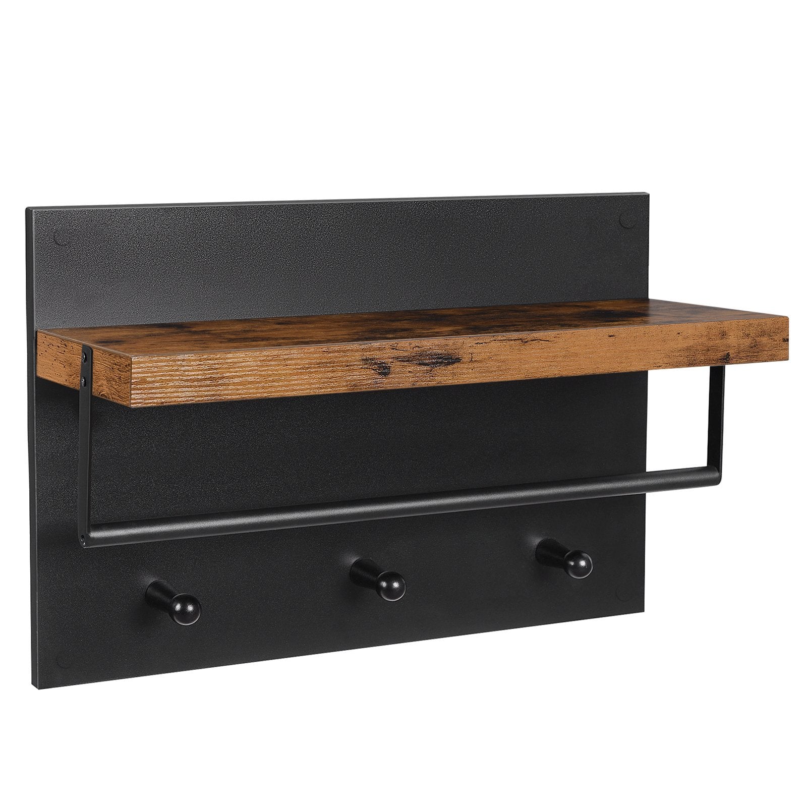Wandkapstok zwart industrieel | 60 x 21.5 x 40 cm
