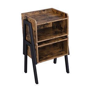 Nachtkastje Industrieel Design | Houtlook en Staal | 42x35x52cm