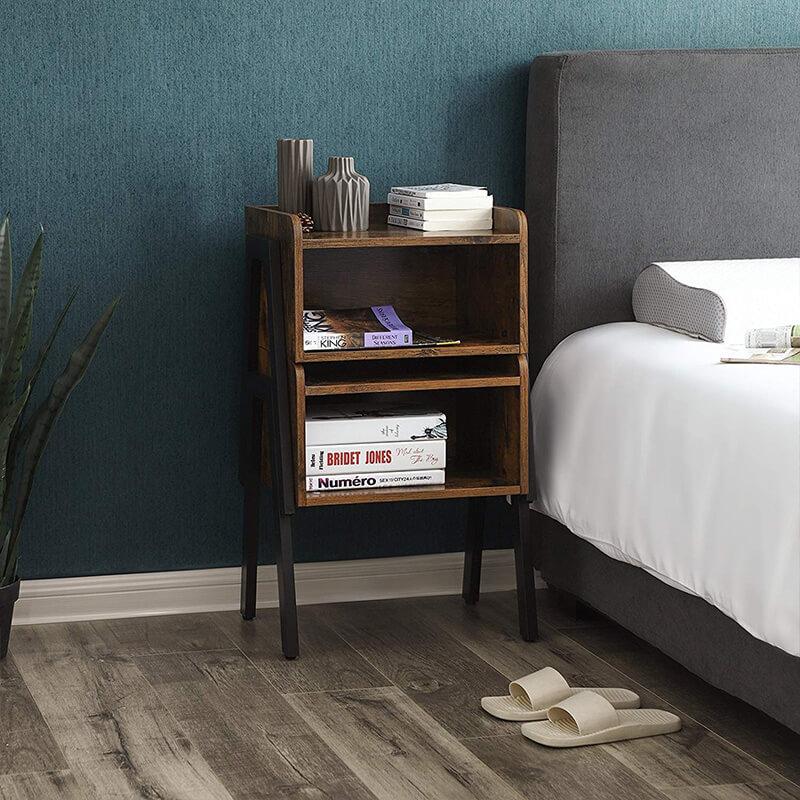 Nachtkastje Industrieel Design | Houtlook en Staal | 42x35x52cm