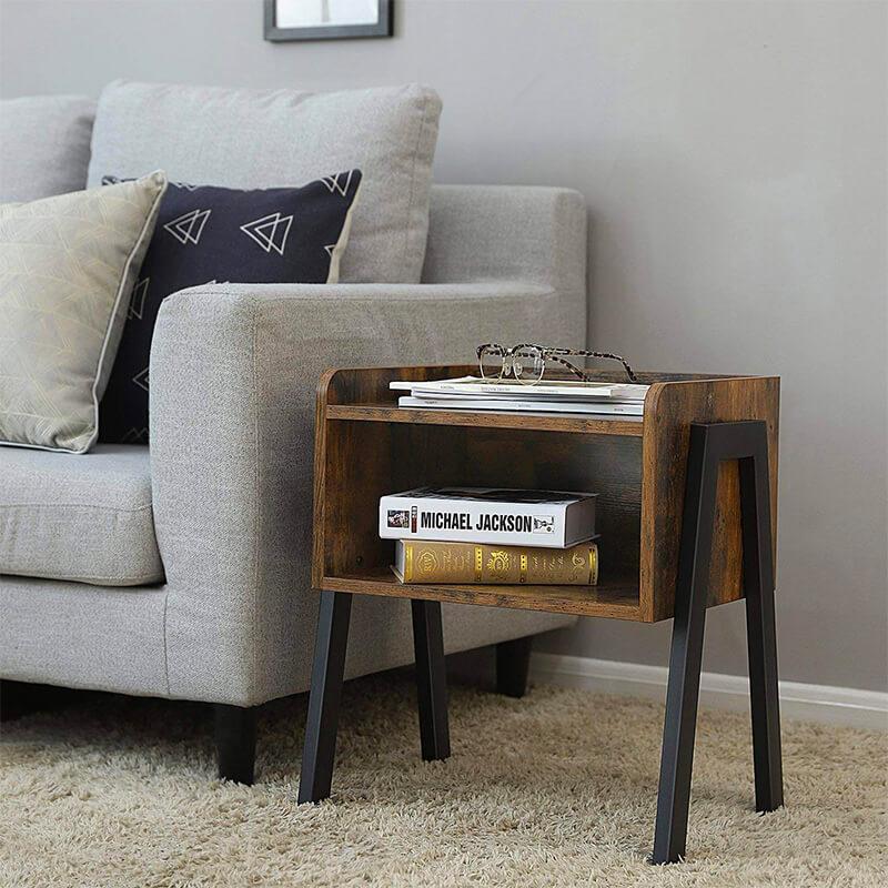 Nachtkastje Industrieel Design | Houtlook en Staal | 42x35x52cm