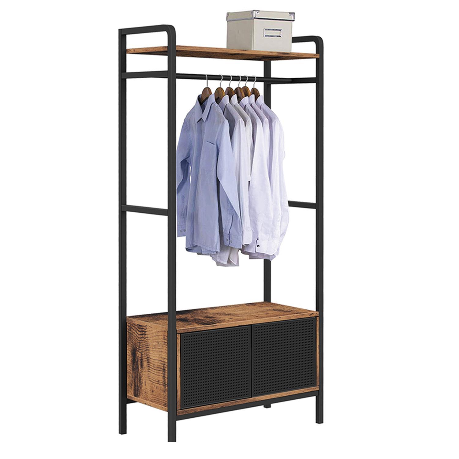 Garderoberek / Kledingrek Industrieel Design | Houtlook en Staal | 80x40x180cm - Industrieelinhuis.nl