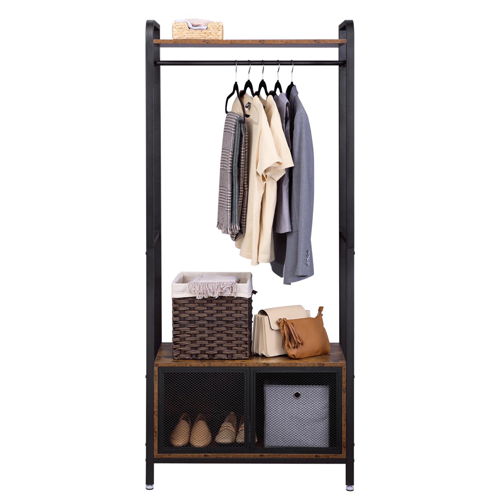 Garderoberek / Kledingrek Industrieel Design | Houtlook en Staal | 80x40x180cm - Industrieelinhuis.nl