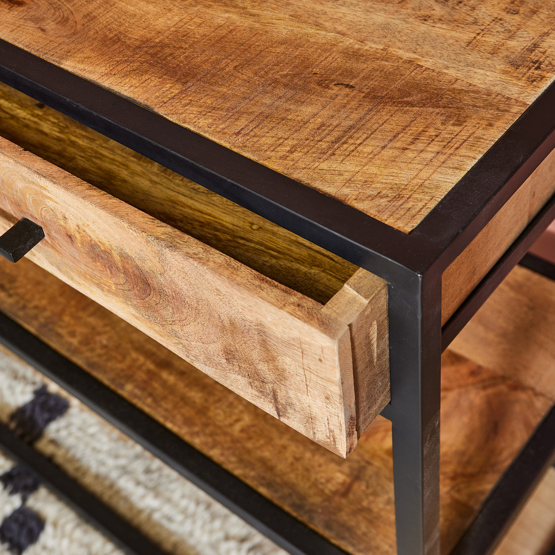 Sidetable met lades Denver | Mangohout en Staal