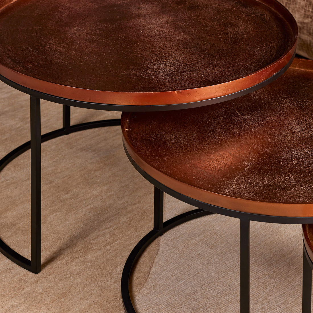 Salontafel set van 3 Clive | koper kleur | Ø 70/60/50 cm