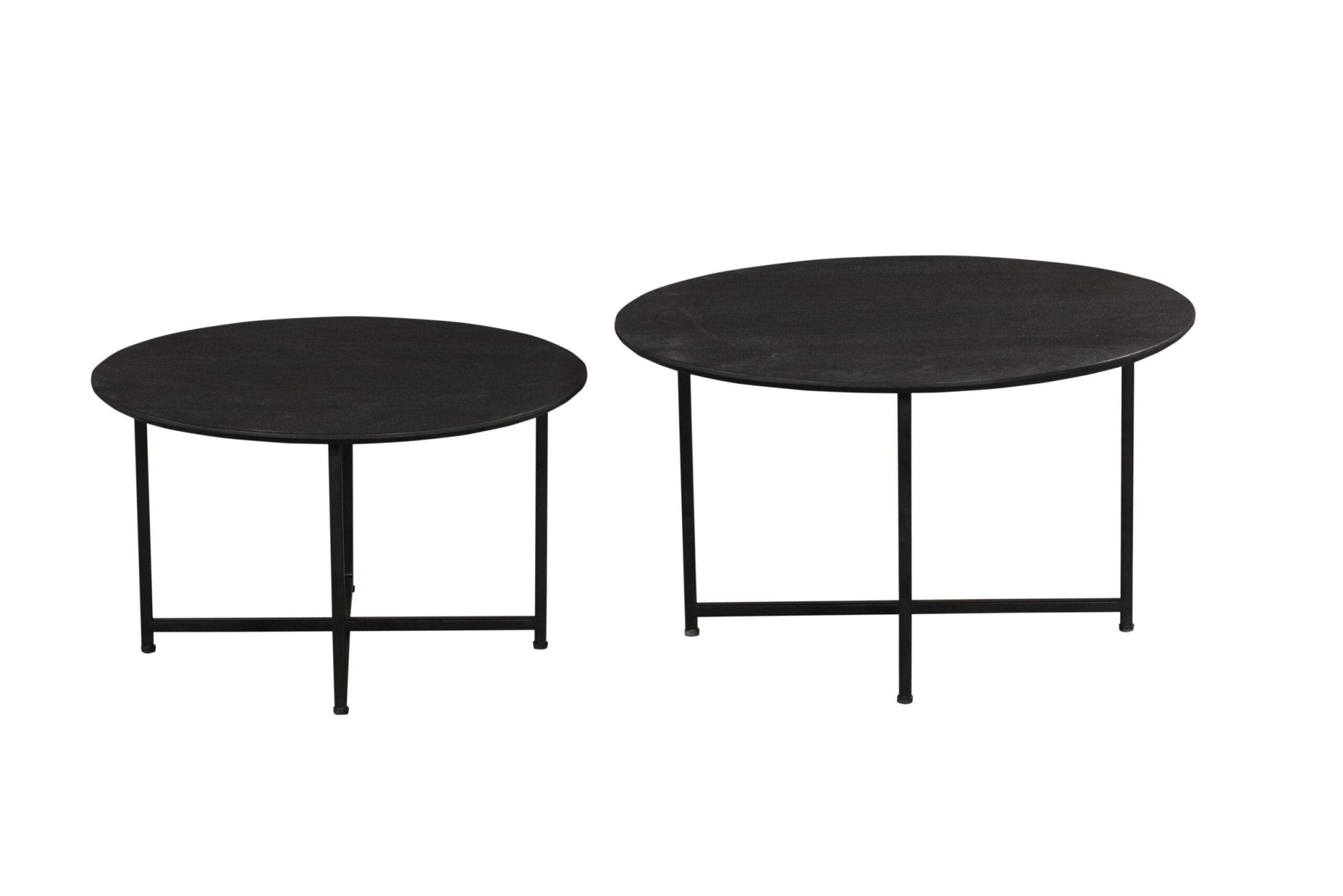 Salontafel set zwart rond Mangohout Staal Arlington | 70 cm