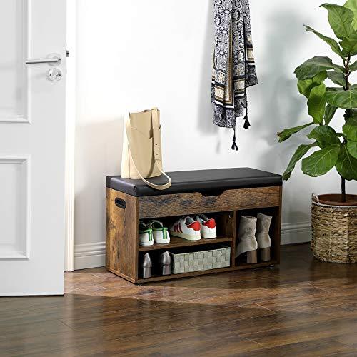 Schoenenbank industrieel | Houtlook en Staal | 80x30x44cm
